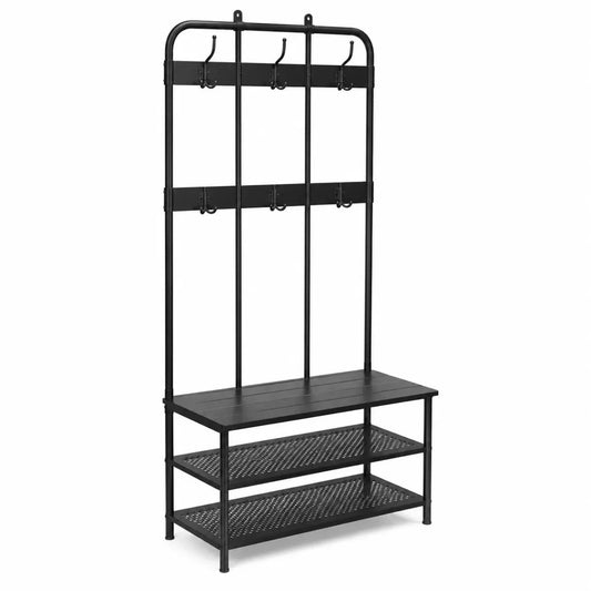 Metal Hallway Coat Rack with Bench & Shoe Storage - used 8 months - Al Thahani Furniture