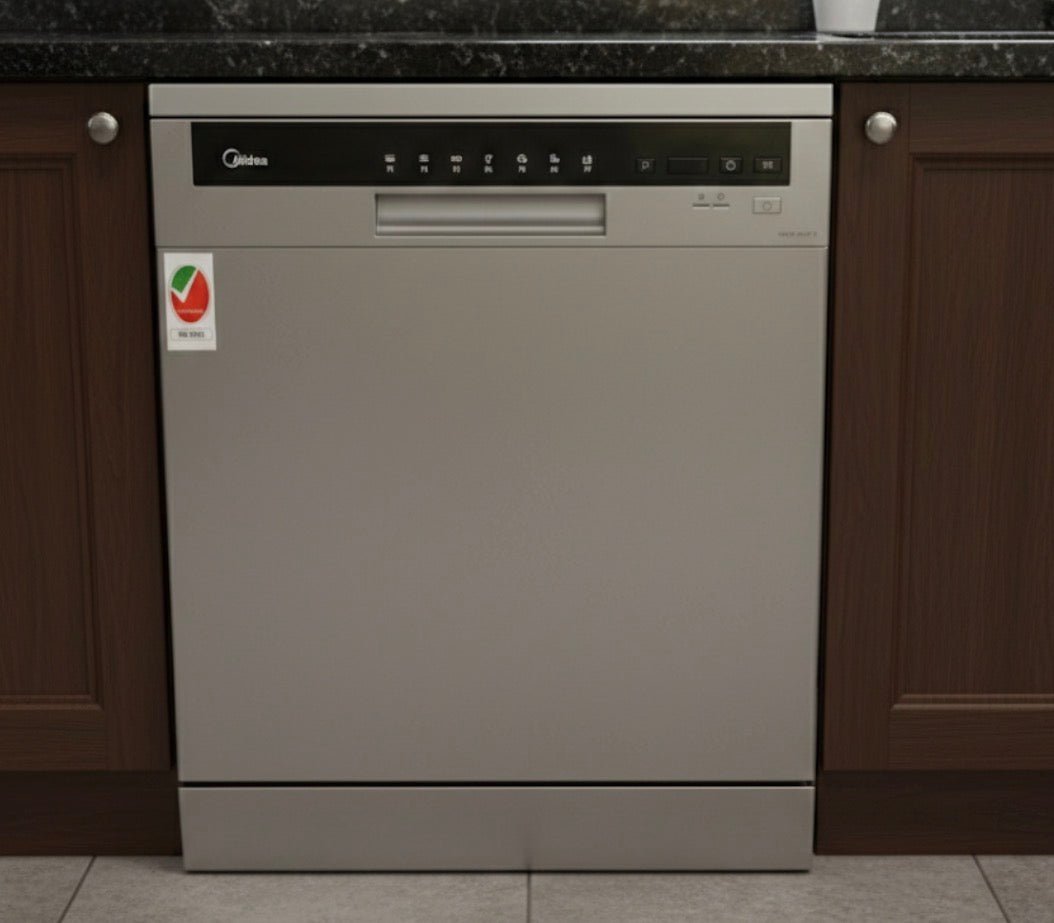 Midea 8‑Place Countertop Dishwasher | Inverter Quattro | 7 Programs | 30‑Minute Wash | Silver - althahanifurniture