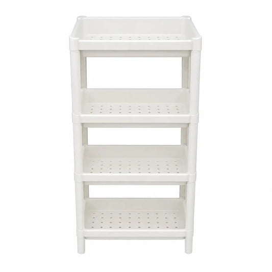 Mingzhe 4-Layer Bathroom Tower Shelf | White Plastic Storage Rack - used 3 months - Al Thahani Furniture