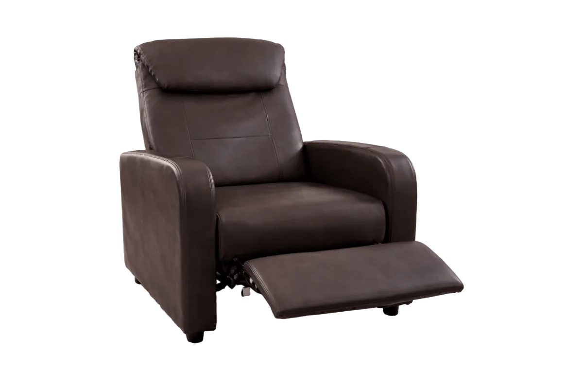Modern Brown PU Leather Recliner | Manual Push - Back | Plush Comfort - althahanifurniture