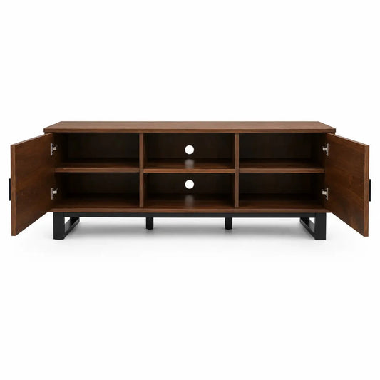 Modern TV Console | Dark Wood Chevron Pattern - used 7 months - Al Thahani Furniture
