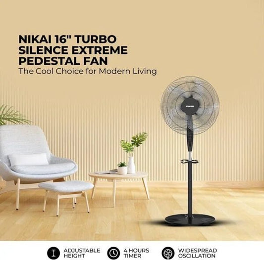 Nikai 16‑Inch Pedestal Fan | 45W High‑Performance Copper Motor - althahanifurniture