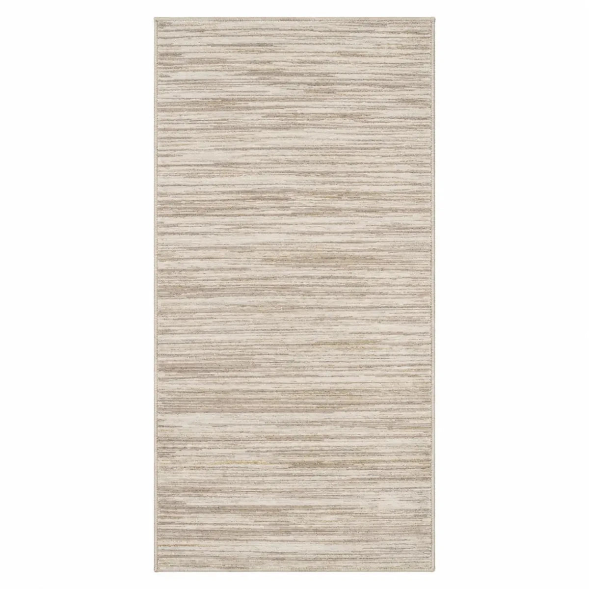 Nourison Elation Neutral Striped Runner Rug | 100x300 cm - used 2 months - Al Thahani Furniture