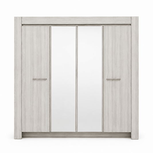 Pan Home Athenas 4-Door Mirrored Wardrobe – Light Maple - Al Thahani Furniture