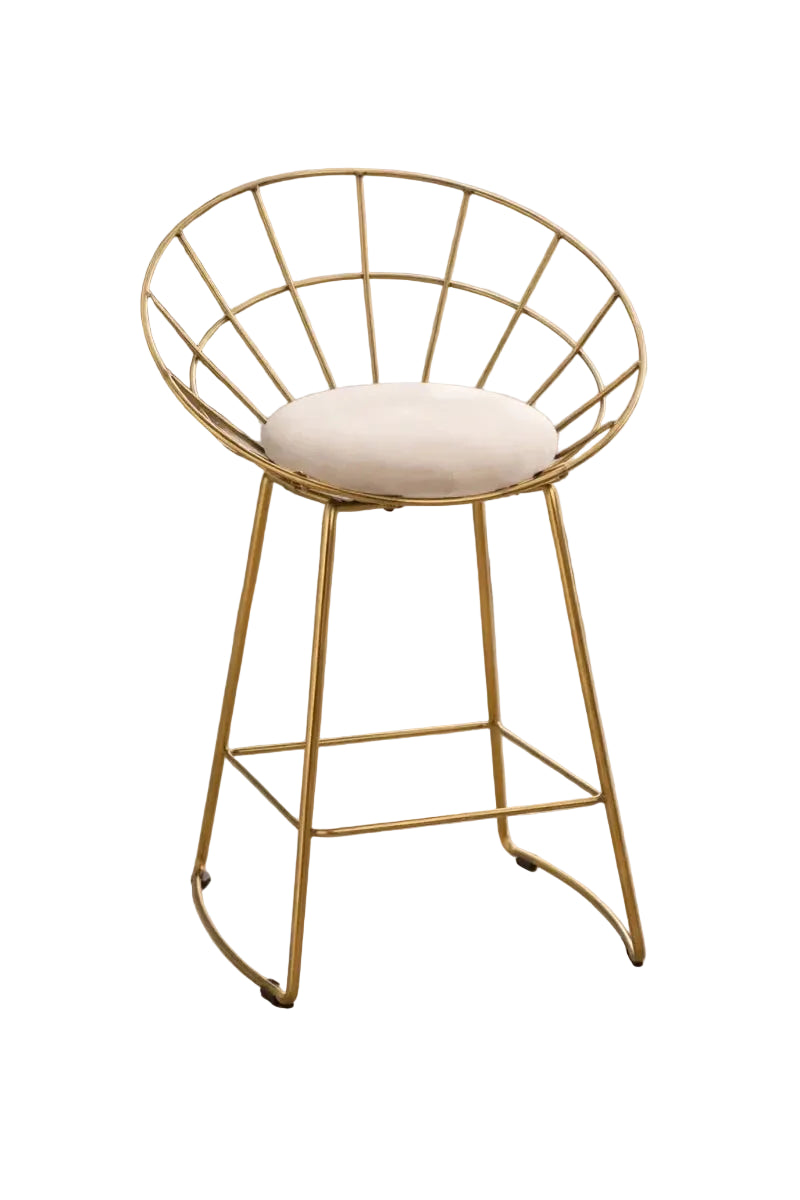 Pan Home Bar Chair – Gold Frame & Beige Cushion - althahanifurniture
