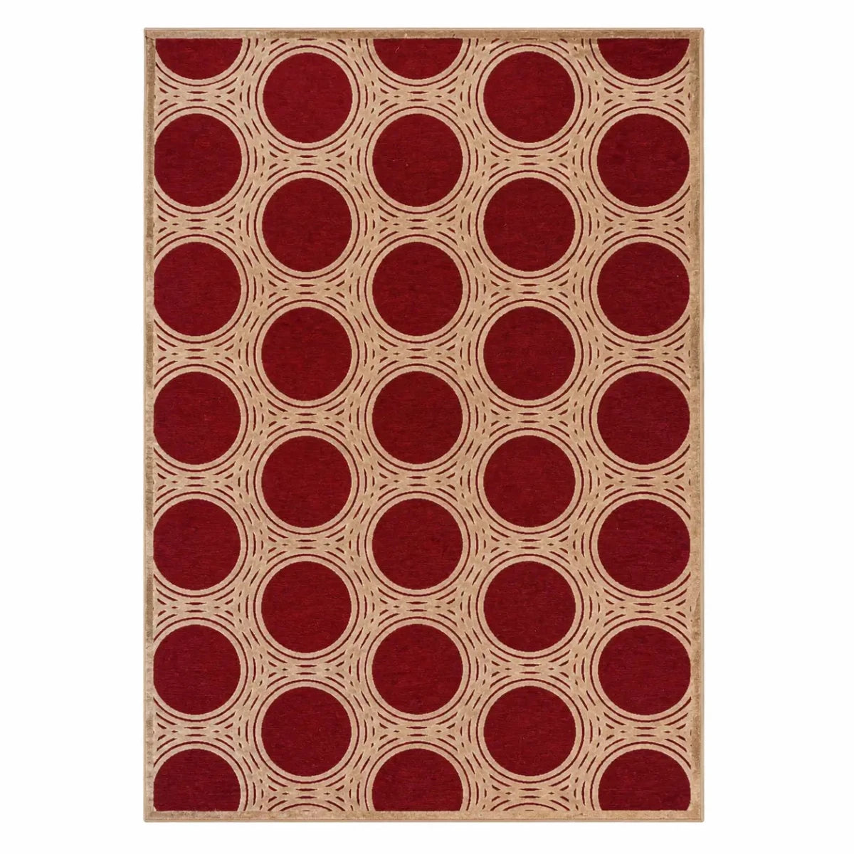 Purav Light Premium Cotton Area Rug | Red Geometric Circle, 150x220 cm - used 6 months - Al Thahani Furniture