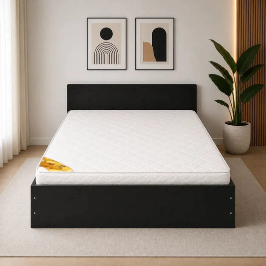 Queen Bed Set with Mattress | Black-Brown, 150x200 cm - used 6 months - Al Thahani Furniture