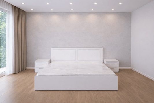 Queen Bedroom Set | Premium White & 4 Door Wardrobe, Brand New, AFT Pentair Series,160x200cm - althahanifurniture