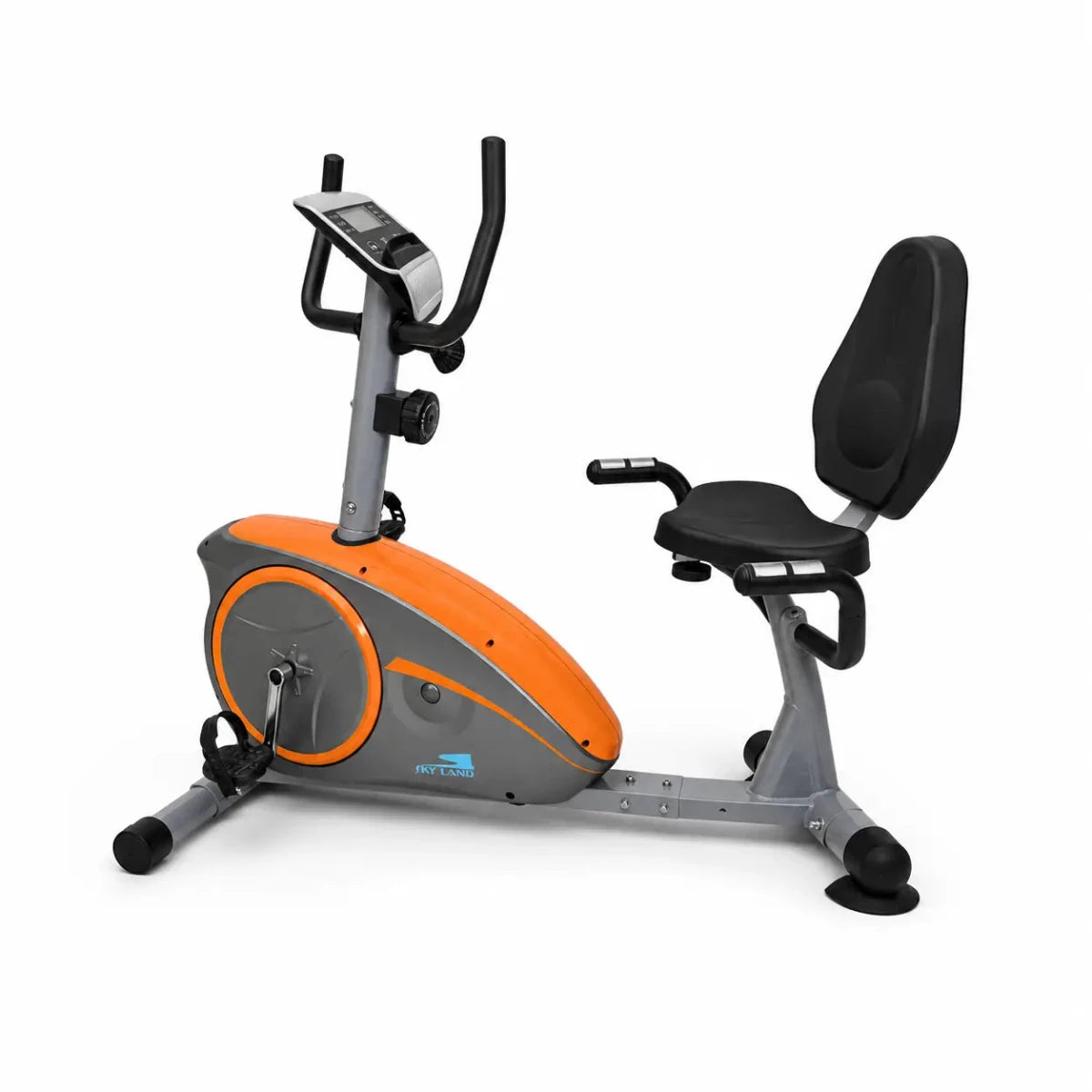 Sky Land EM-1536 Magnetic Recumbent Exercise Bike | Orange/Grey, 8 Resistance Levels - used 2 months - Al Thahani Furniture