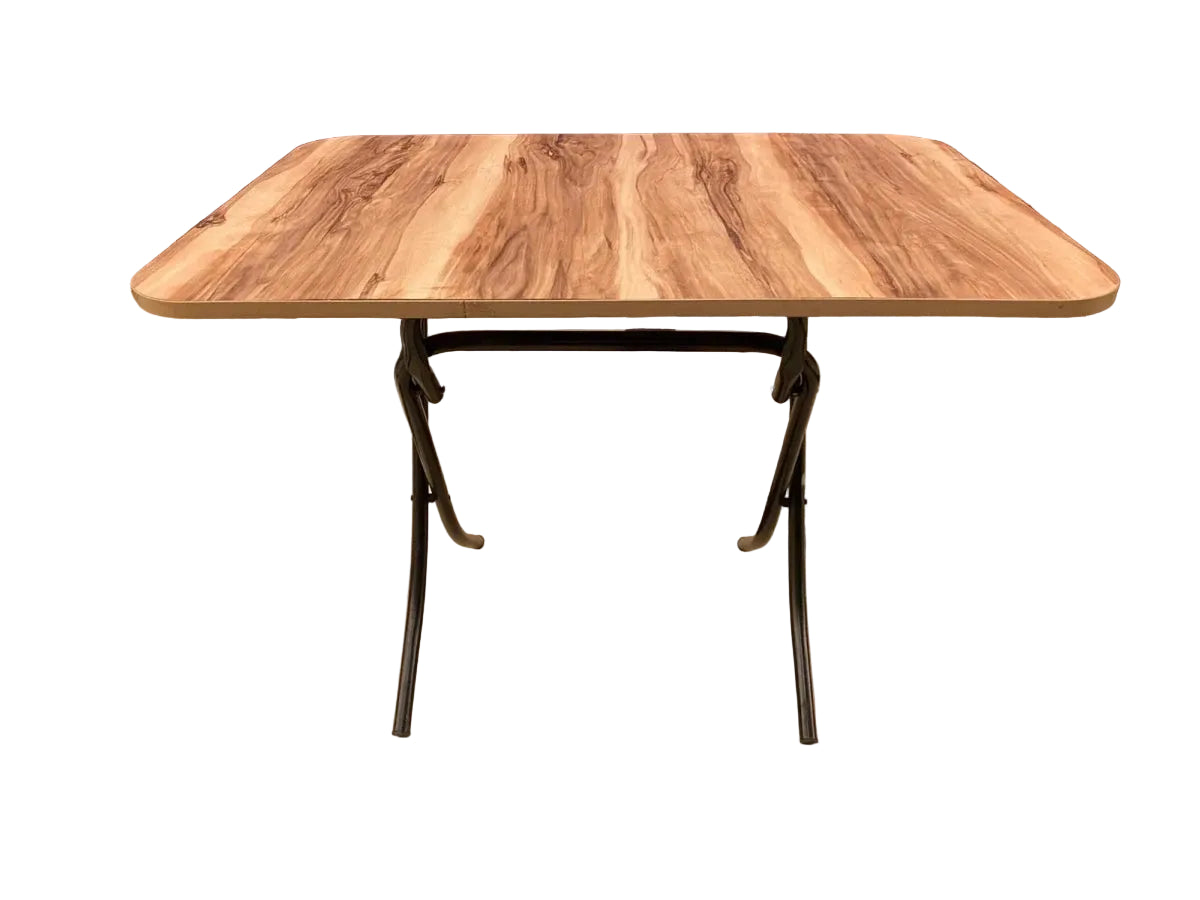 Versatile Folding Table – Light Wood Top & Black Metal Base - althahanifurniture