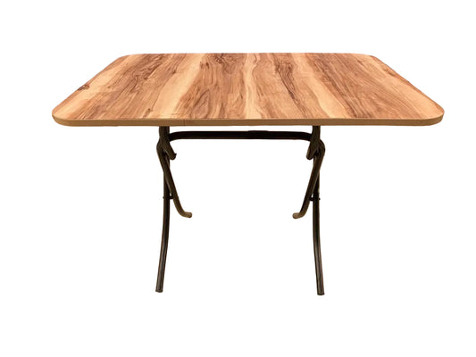 Versatile Folding Table – Light Wood Top & Black Metal Base - althahanifurniture
