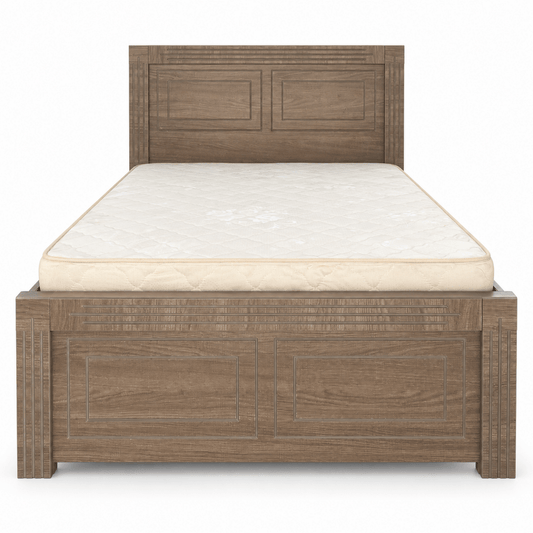Woodhaven Panel Single Bed with Mattress – 120 × 190 cm – Walnut Brown - Al Thahani Furniture