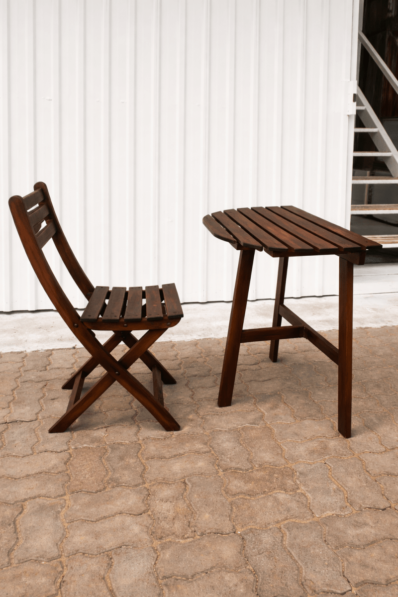 YATAI Acacia Wood Outdoor Bistro Set – Foldable Chair + Matching Table, Solid Wood, Indoor/Outdoor Use - althahanifurniture