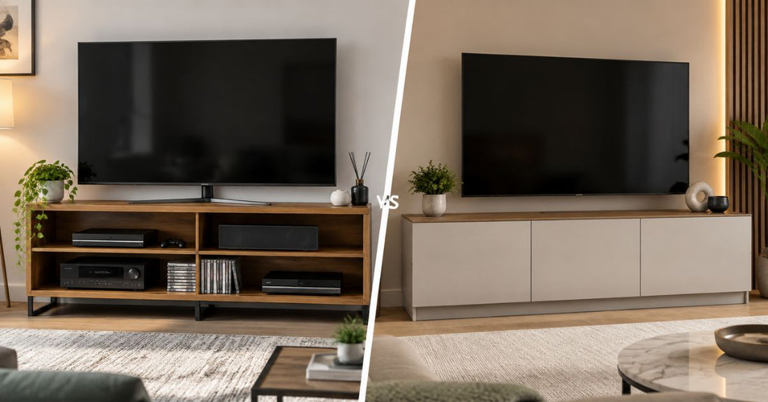 Open Shelves or Closed Cabinets: Choosing a TV Stand for Your Media Equipment - Al Thahani Furniture