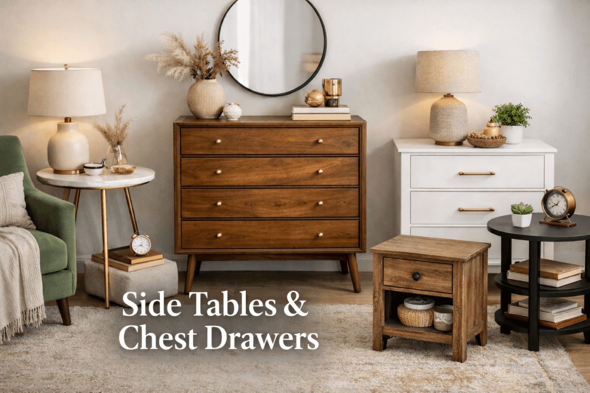 Side Table and Chest Drawers
