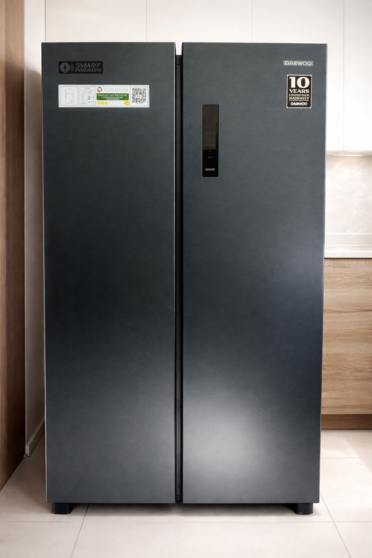 Daewoo Side-by-Side Fridge Freezer – 510L, Smart Inverter, No-Frost, Matte Black