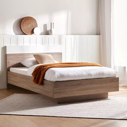Home Centre Dublin Single Bed with Mattress – 120 × 200 cm – White & Oak