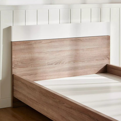 Home Centre Dublin Single Bed with Mattress – 120 × 200 cm – White & Oak