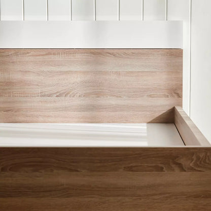 Home Centre Dublin Single Bed with Mattress – 120 × 200 cm – White & Oak