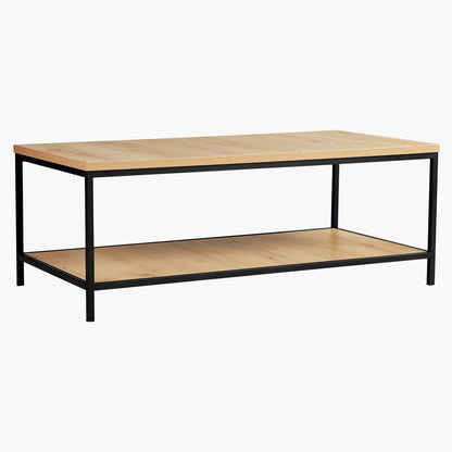 Home Box Urban Coffee Table with Lower Shelf – 120 × 60 × 45 cm – Dark Oak & Black