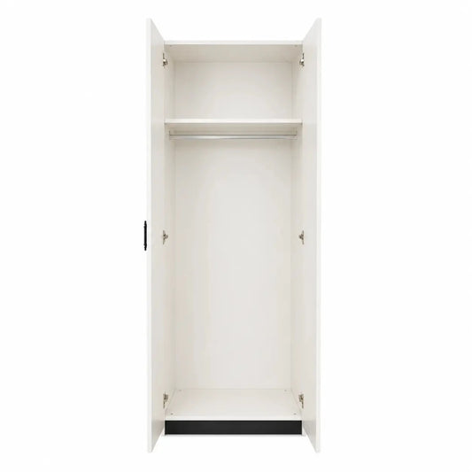 2 - Door Wardrobe | White with Black Accent used 6 months - Al Thahani Furniture