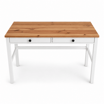2-Drawer Writing Desk with Lift-Up Storage | Natural Wood & White - Al Thahani Furniture