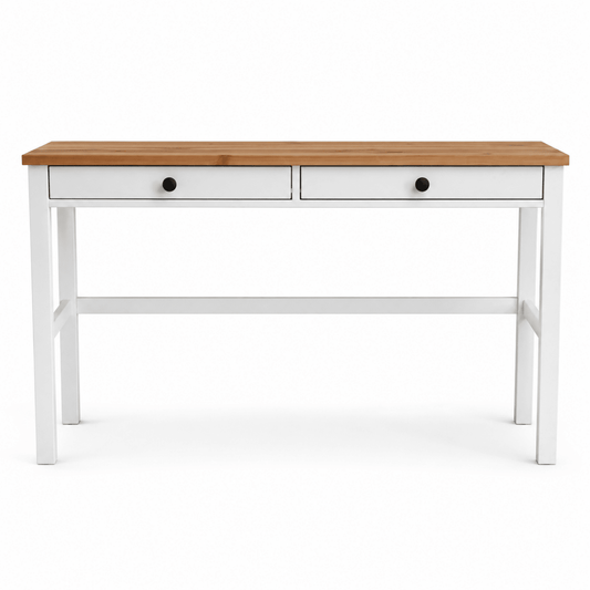 2-Drawer Writing Desk with Lift-Up Storage | Natural Wood & White - Al Thahani Furniture