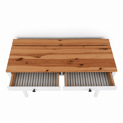 2-Drawer Writing Desk with Lift-Up Storage | Natural Wood & White - Al Thahani Furniture