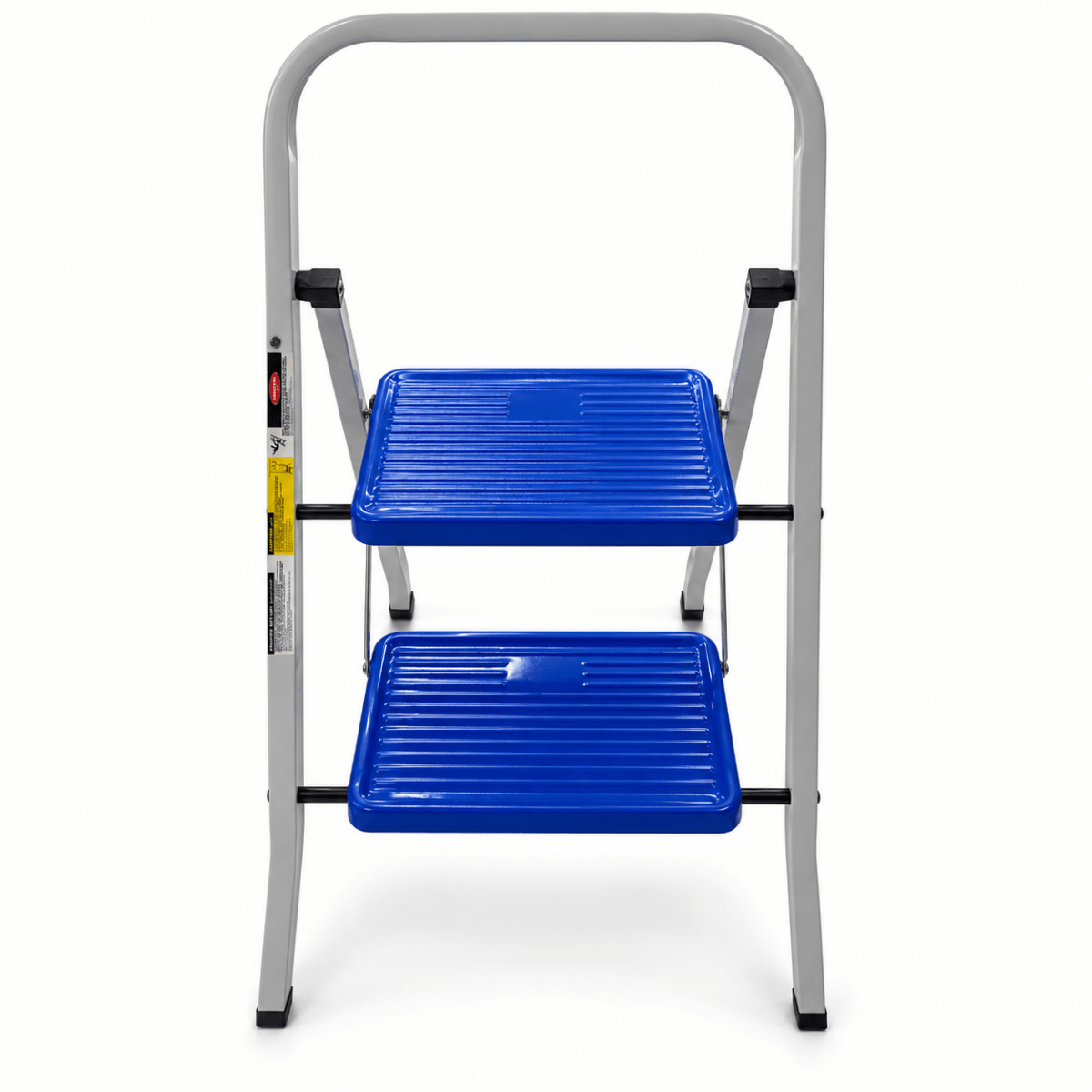 2-Step Folding Household Ladder with Safety Handrail & Anti-Slip Steps – Grey & Blue - Al Thahani Furniture