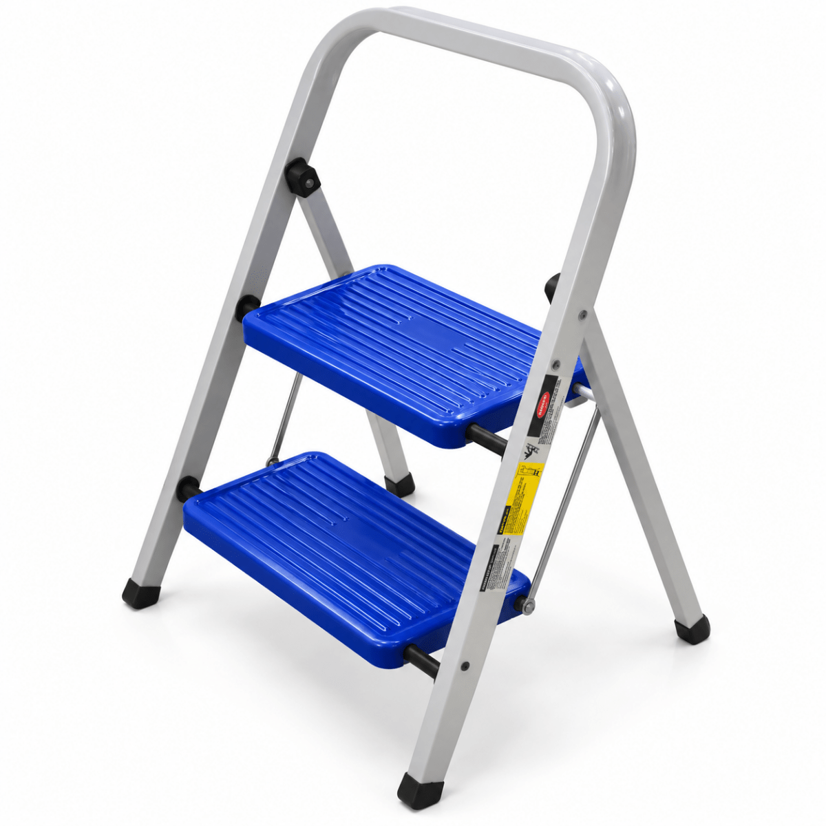 2-Step Folding Household Ladder with Safety Handrail & Anti-Slip Steps – Grey & Blue - Al Thahani Furniture