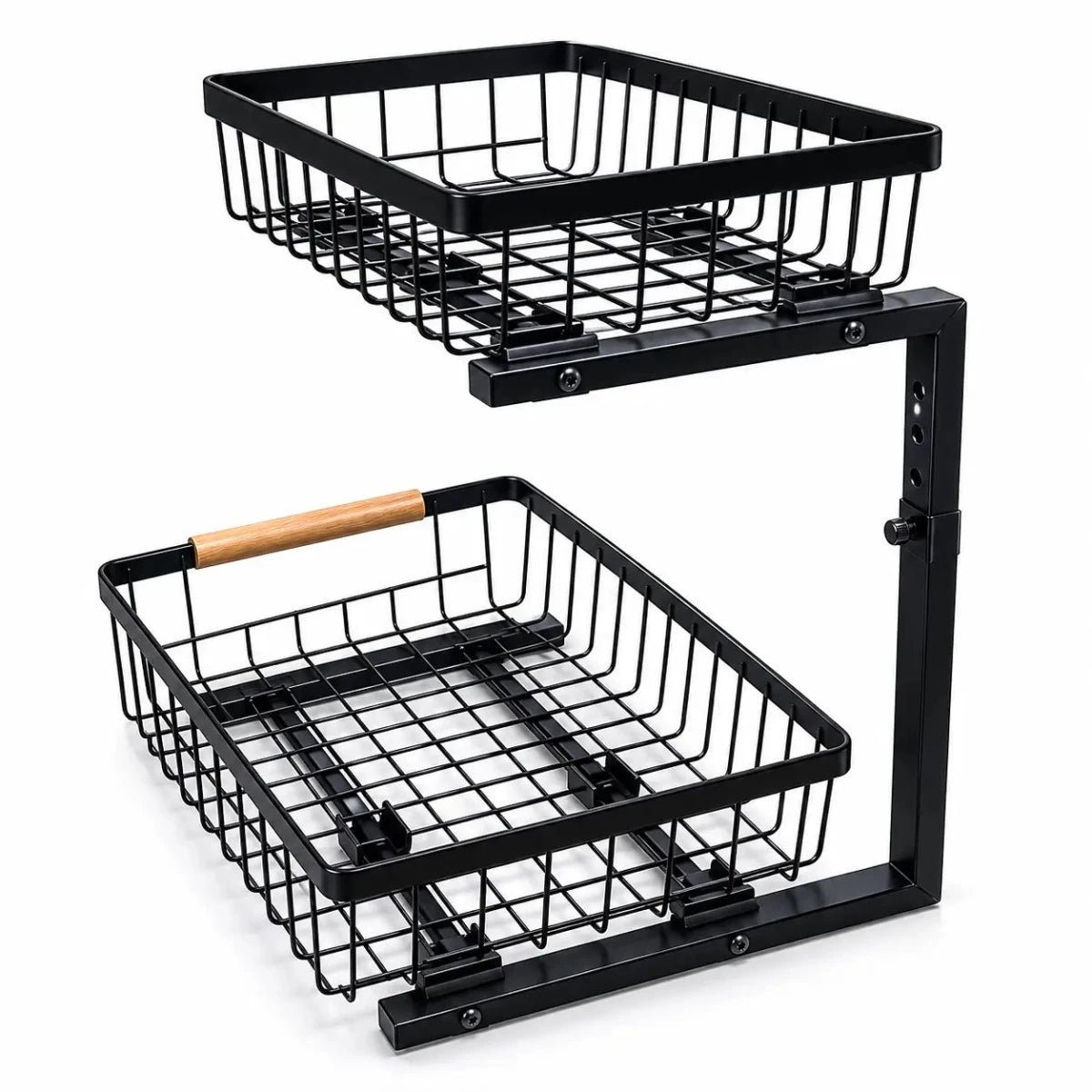 2 - Tier Black Metal Under - Sink Organizer | used 2 months - Al Thahani Furniture