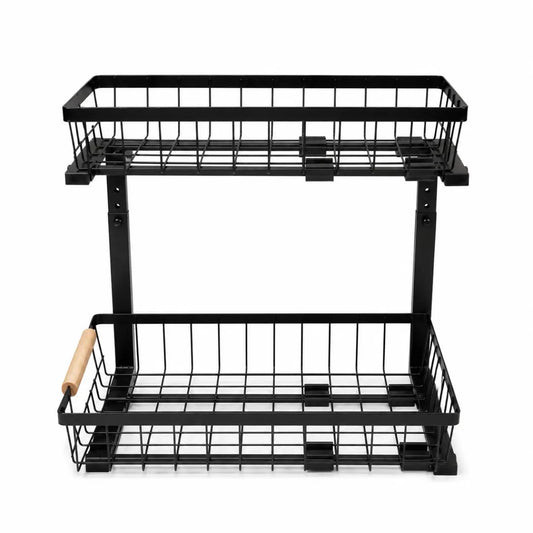 2 - Tier Black Metal Under - Sink Organizer | used 2 months - Al Thahani Furniture