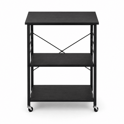 3-Tier Rolling Kitchen Storage Cart with Wheels – Black - Al Thahani Furniture