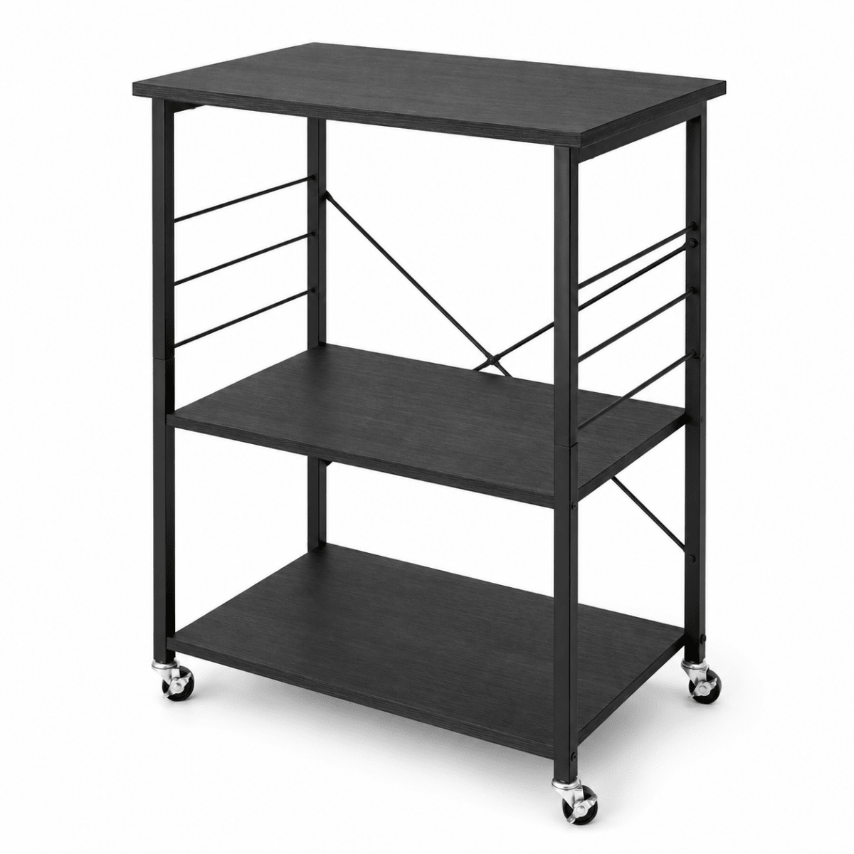 3-Tier Rolling Kitchen Storage Cart with Wheels – Black - Al Thahani Furniture