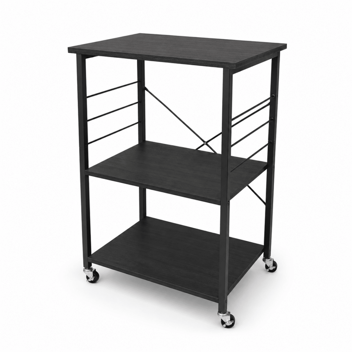 3-Tier Rolling Kitchen Storage Cart with Wheels – Black - Al Thahani Furniture