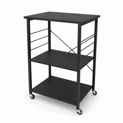 3-Tier Rolling Kitchen Storage Cart with Wheels – Black - Al Thahani Furniture