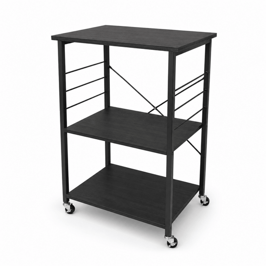 3-Tier Rolling Kitchen Storage Cart with Wheels – Black - Al Thahani Furniture