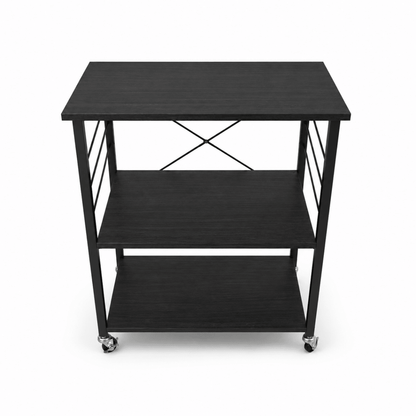 3-Tier Rolling Kitchen Storage Cart with Wheels – Black - Al Thahani Furniture