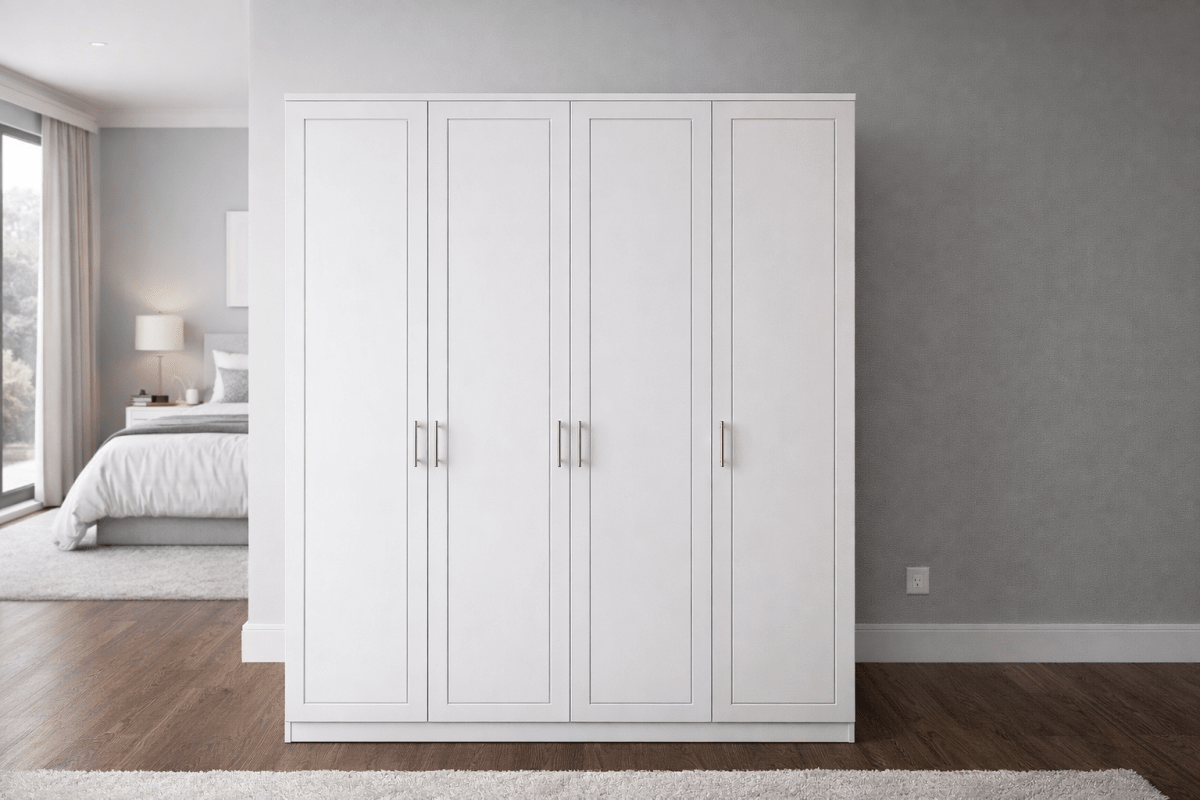4-Door Wardrobe with Silver Handles | Brand New