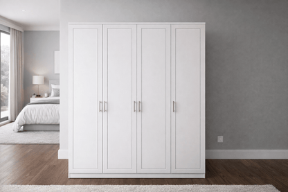 4-Door Wardrobe with Silver Handles | Brand New