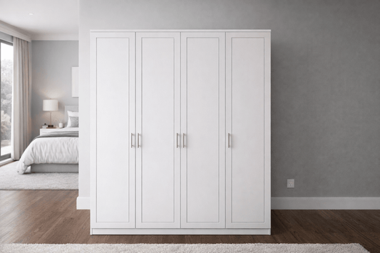 4-Door Wardrobe with Silver Handles | Brand New