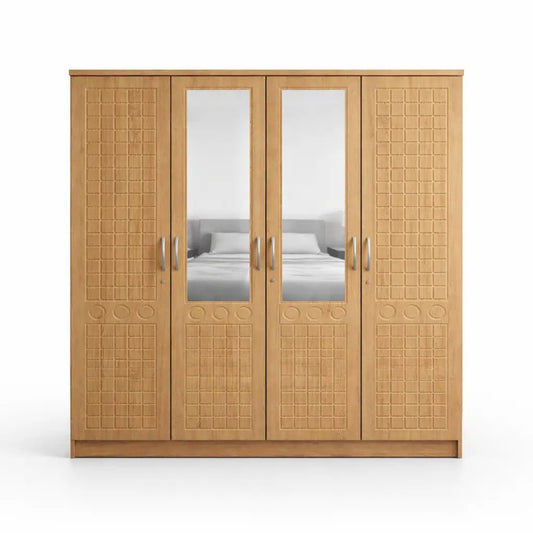4 - Door Wardrobe – Central Mirrored Panels – 200x200 cm – Used 5 Months (Excellent Condition) - althahanifurniture