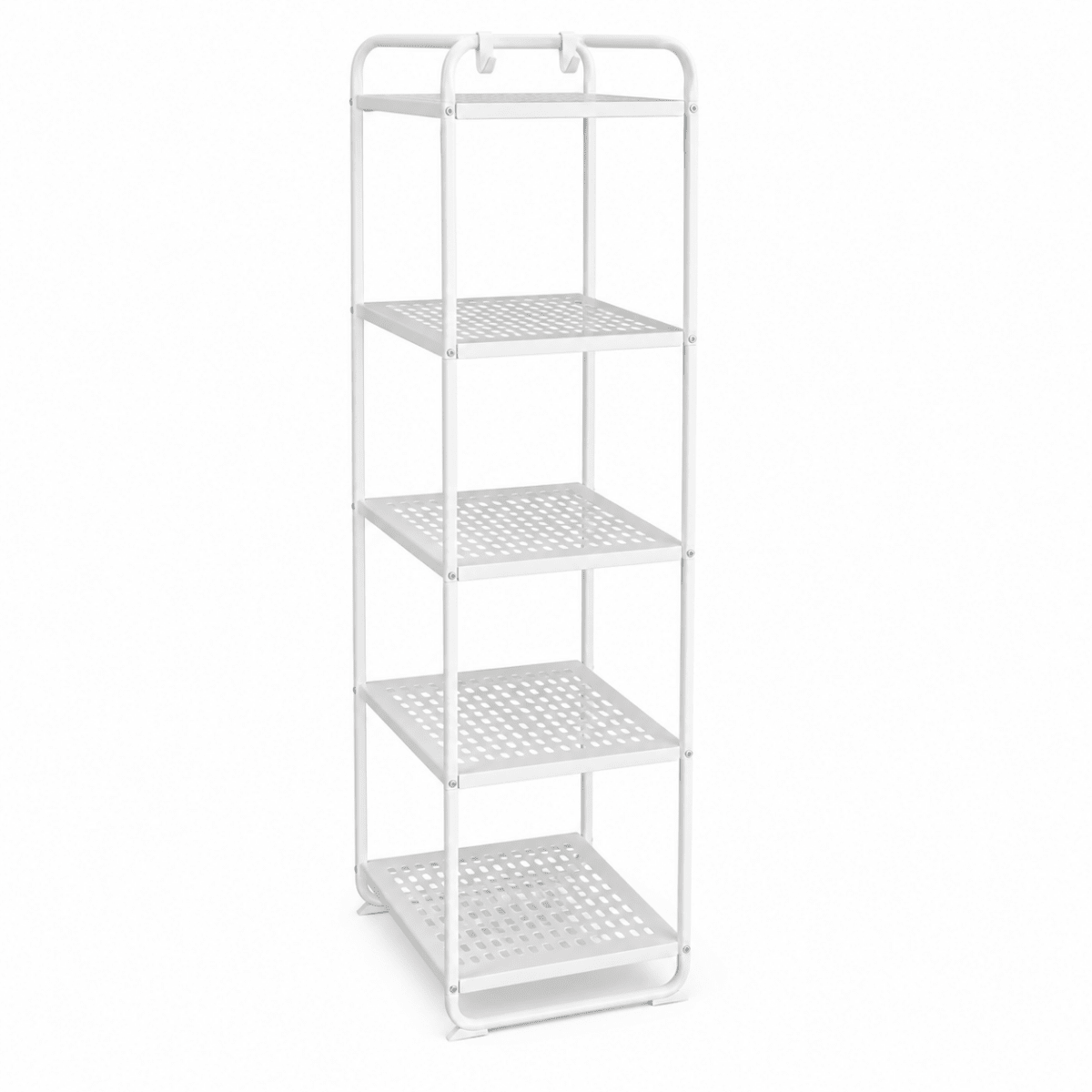 5-Tier White Metallic Utility Shelving Unit | Ventilated Shelves - used 3 months - Al Thahani Furniture