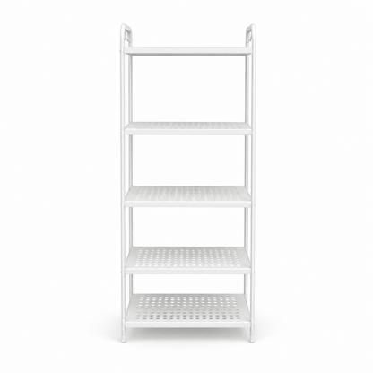 5-Tier White Metallic Utility Shelving Unit | Ventilated Shelves - used 3 months - Al Thahani Furniture