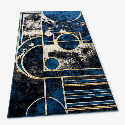 Saryon Milat Collection Modern Blue Geometric Rug | 150x230 cm