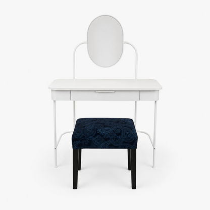 IKEA GRÅFJÄLLET White Dressing Table with Oval Mirror and Storage Drawer | 100x42x135 cm