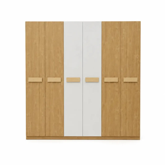 6 - Door Wardrobe | New Burly Wood & Beige Mat Finish - used 5 months - Al Thahani Furniture
