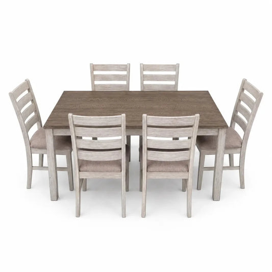 7-Piece Country-Chic Dining Room Set | Two-Tone - used 8 months - Al Thahani Furniture