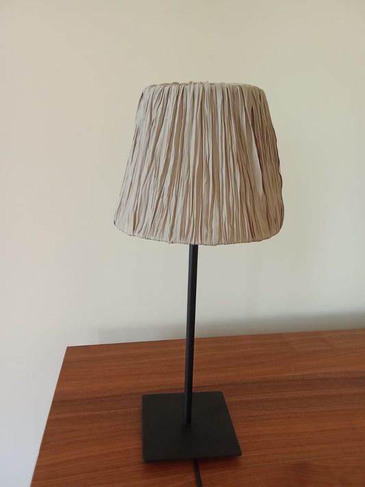 IKEA Table Lamp – Black Metal Base, Pleated Textile Shade