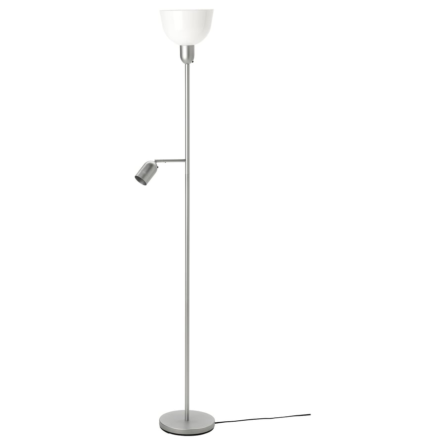 IKEA HEKTOGRAM Floor Lamp – Uplighter & Reading Lamp, Silver/White, 176 cm Tall